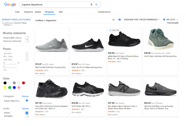 zapatos deportivos en Google Shopping